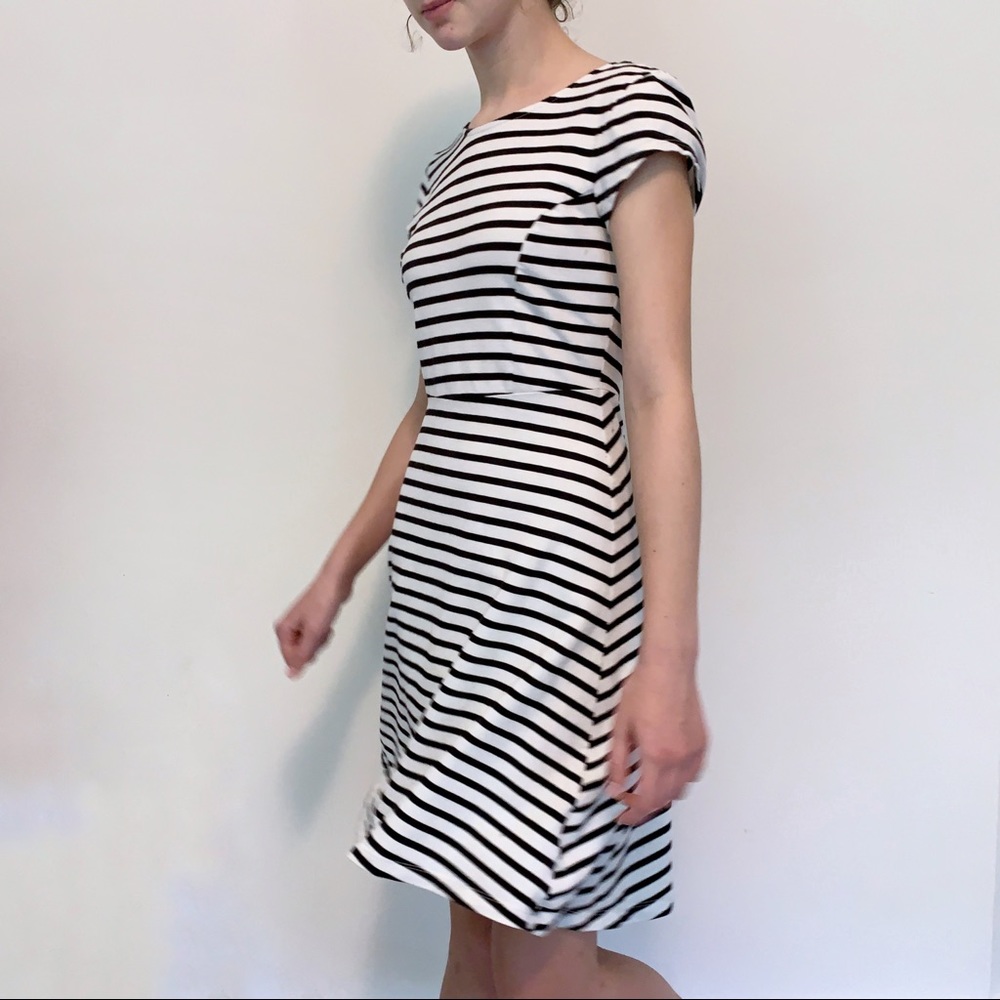 Black and White Striped Casual Dress